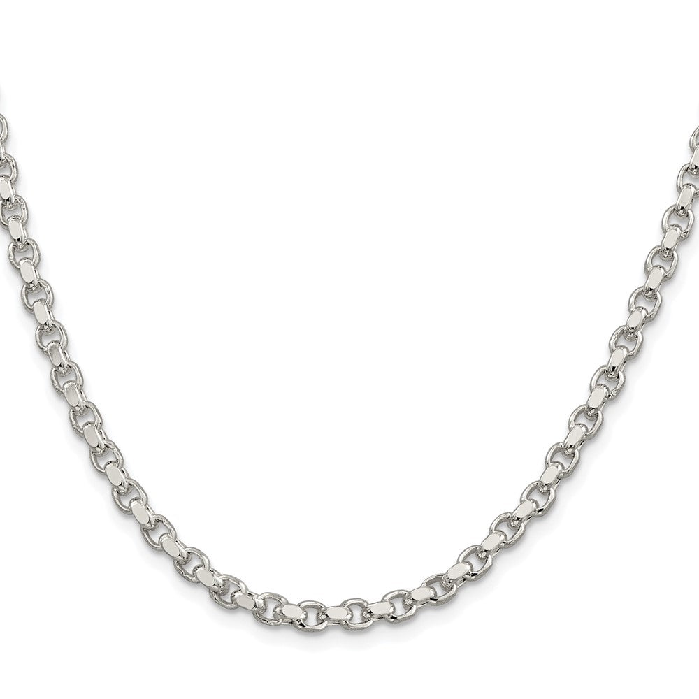 Sterling Silver Rhodium-plated 4mm Diamond-cut Rolo Chain
