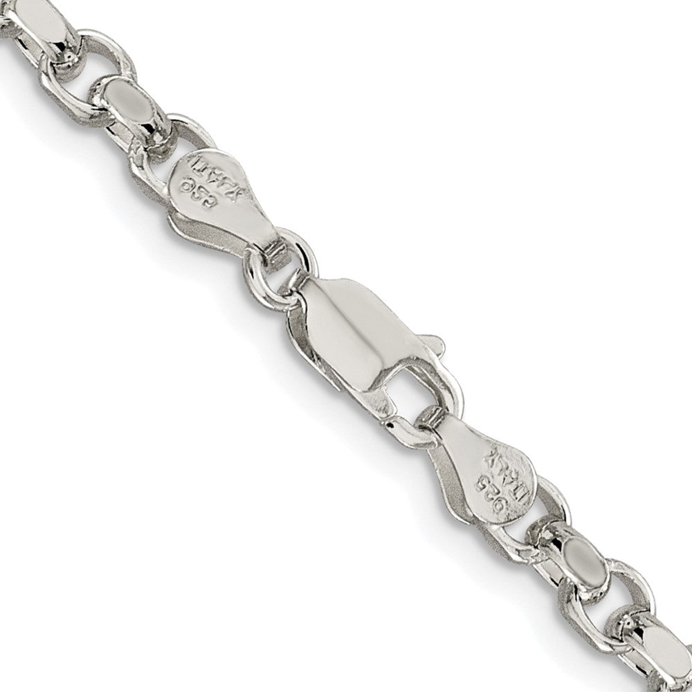 Sterling Silver Rhodium-plated 4mm Diamond-cut Rolo Chain