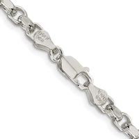 Sterling Silver Rhodium-plated 4mm Diamond-cut Rolo Chain