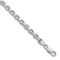Sterling Silver Rhodium-plated 4mm Diamond-cut Rolo Chain