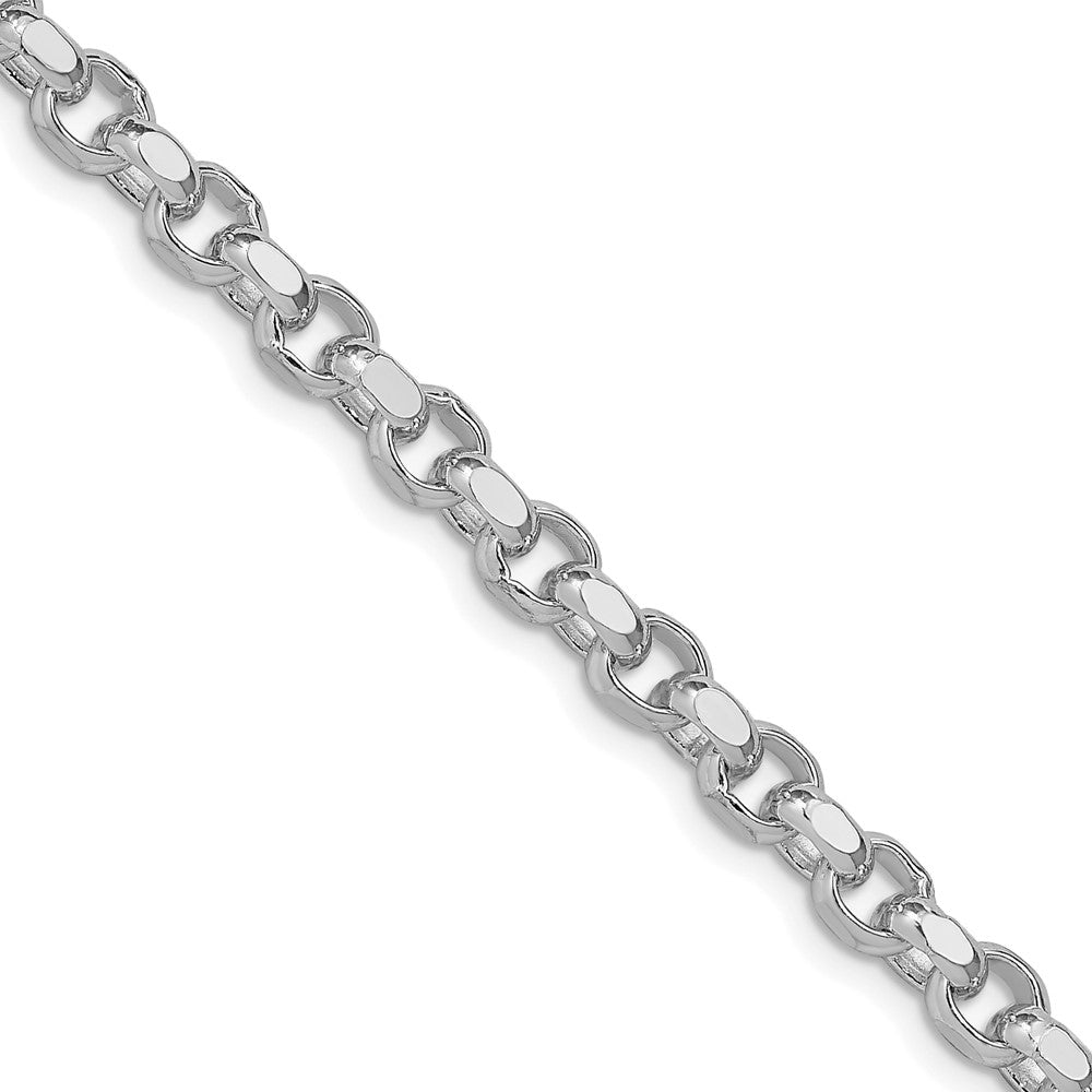 Sterling Silver Rhodium-plated 4mm Diamond-cut Rolo Chain