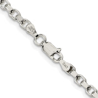 Sterling Silver Rhodium-plated 3.5mm Diamond-cut Rolo Chain