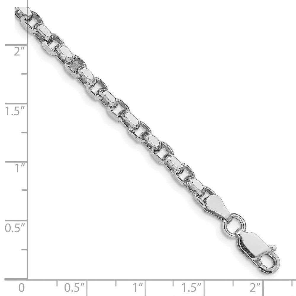 Sterling Silver Rhodium-plated 3.5mm Diamond-cut Rolo Chain
