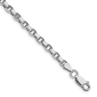 Sterling Silver Rhodium-plated 3.5mm Diamond-cut Rolo Chain