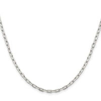 Sterling Silver Rhodium-plated 2.75mm Elongated Open Link Chain