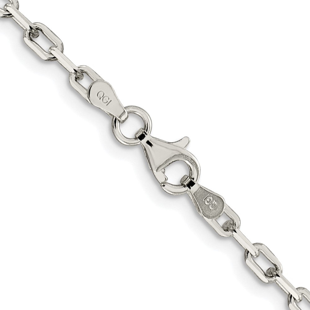 Sterling Silver Rhodium-plated 2.75mm Elongated Open Link Chain
