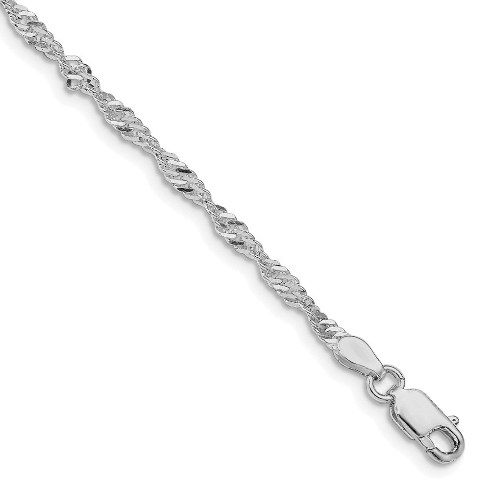 Sterling Silver Rhodium-plated 2.25mm Singapore Chain