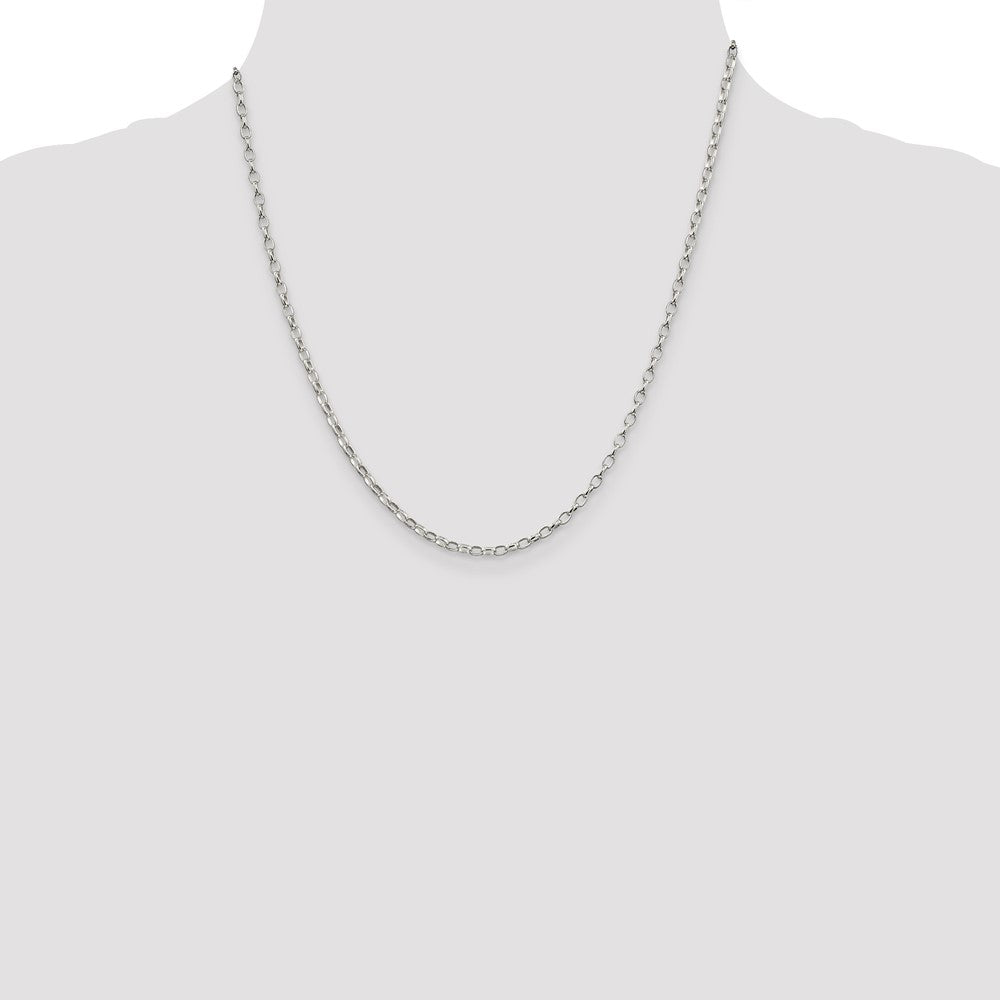 Sterling Silver 2.5mm Oval Fancy Rolo Chain