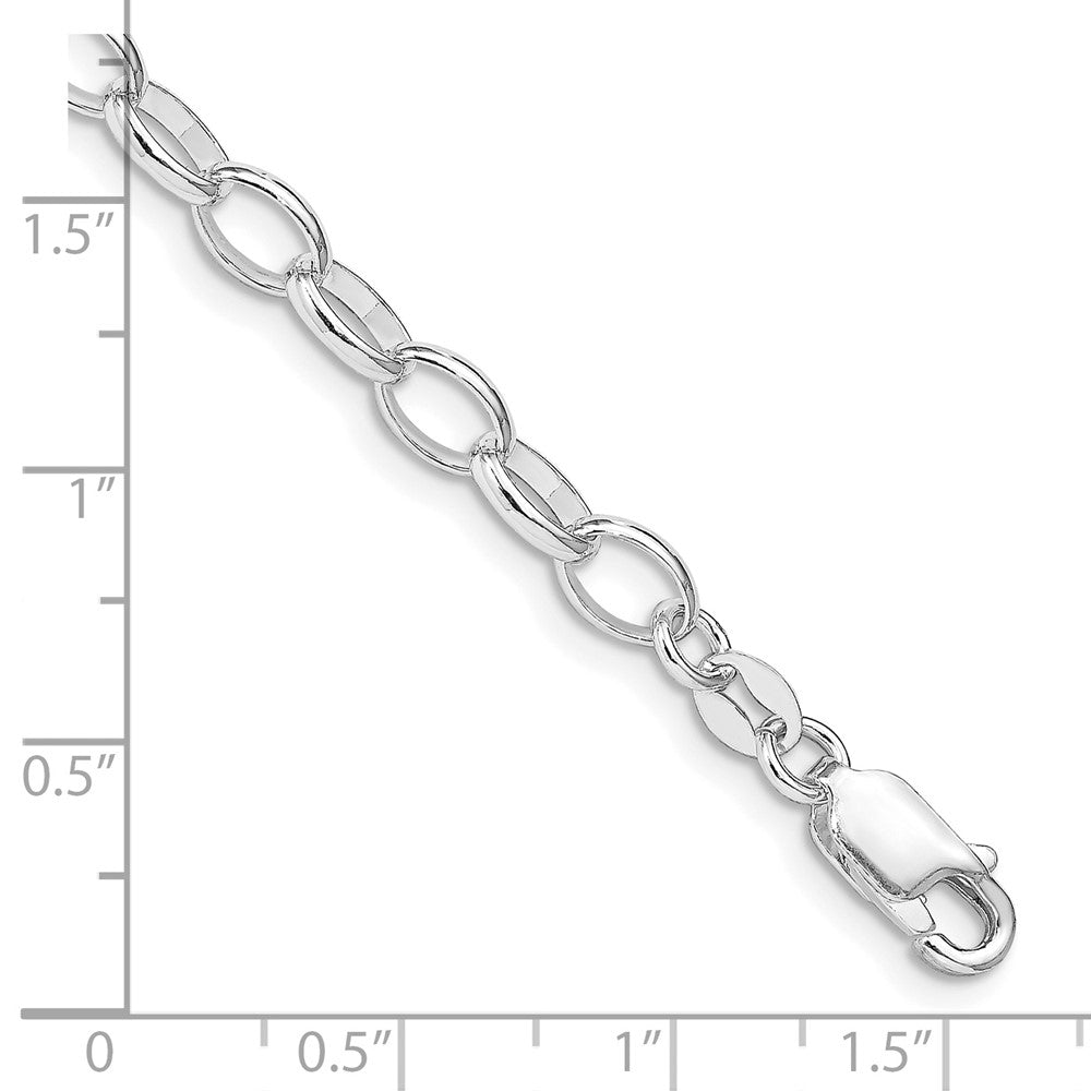 Sterling Silver Amore La Vita Rhodium-pl 5mm Rolo Chain Charm Bracelet