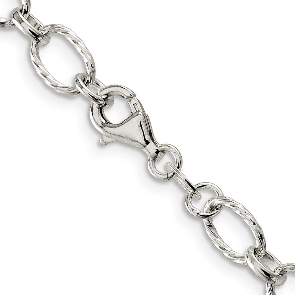 Sterling Silver 6.1mm Fancy Patterned Rolo Chain