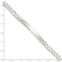 Sterling Silver Figaro Link ID Bracelet