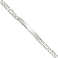 Sterling Silver Figaro Link ID Bracelet