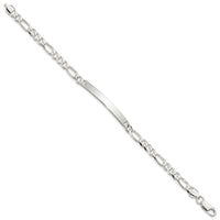 Sterling Silver Figaro Link ID Bracelet