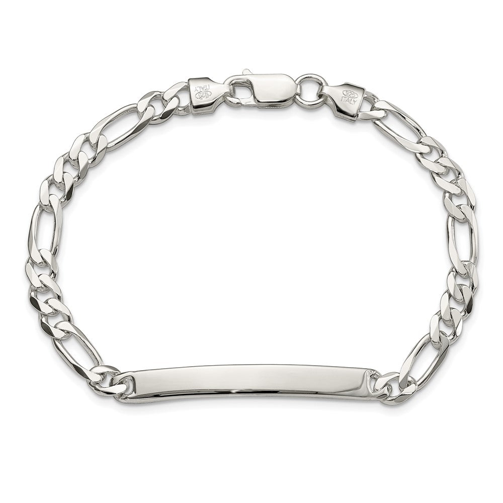 Sterling Silver Figaro Link ID Bracelet