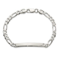 Sterling Silver Figaro Link ID Bracelet