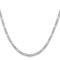 Sterling Silver 3mm Pavé Flat Figaro Chain