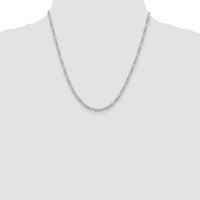 Sterling Silver Rhodium-plated 3mm Pavé Flat Figaro Chain