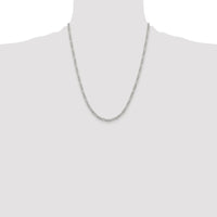 Sterling Silver Rhodium-plated 3mm Pavé Flat Figaro Chain