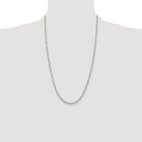 Sterling Silver Rhodium-plated 3mm Pavé Flat Figaro Chain