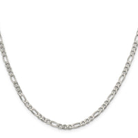 Sterling Silver 4mm Pavé Flat Figaro Chain