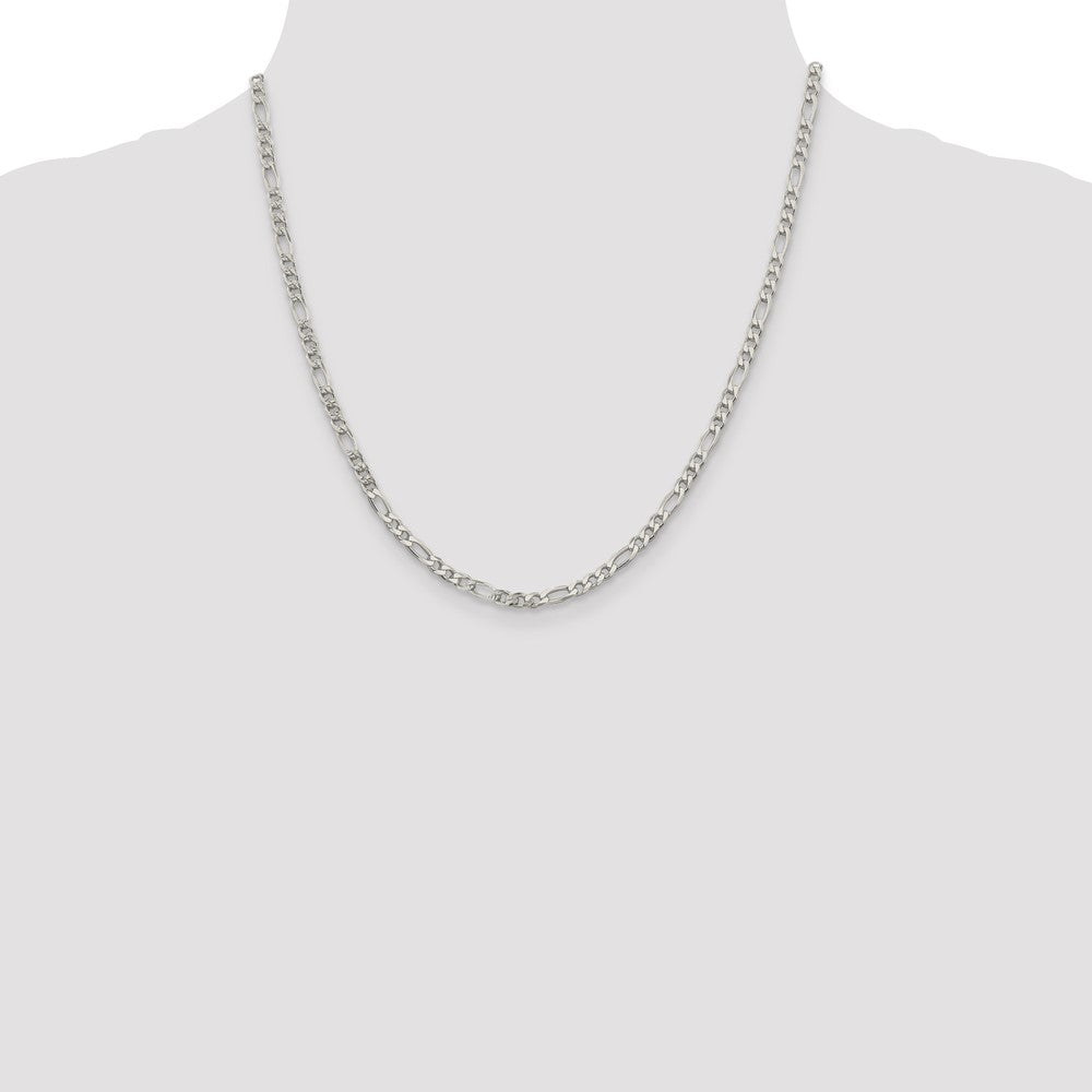 Sterling Silver 4mm Pavé Flat Figaro Chain