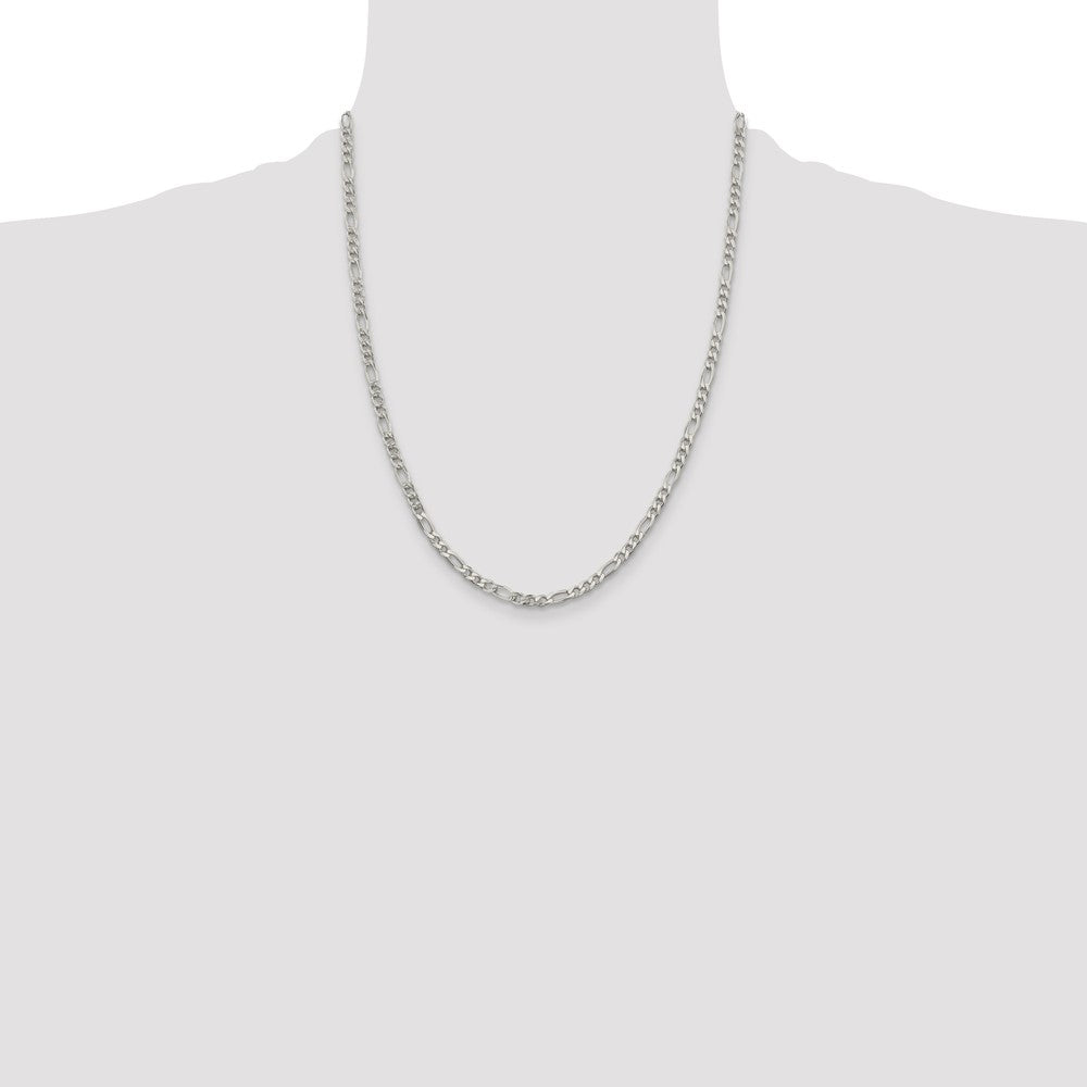 Sterling Silver 4mm Pavé Flat Figaro Chain