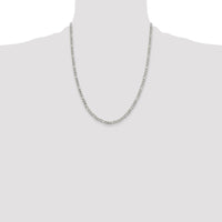 Sterling Silver 4mm Pavé Flat Figaro Chain