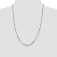 Sterling Silver 4mm Pavé Flat Figaro Chain