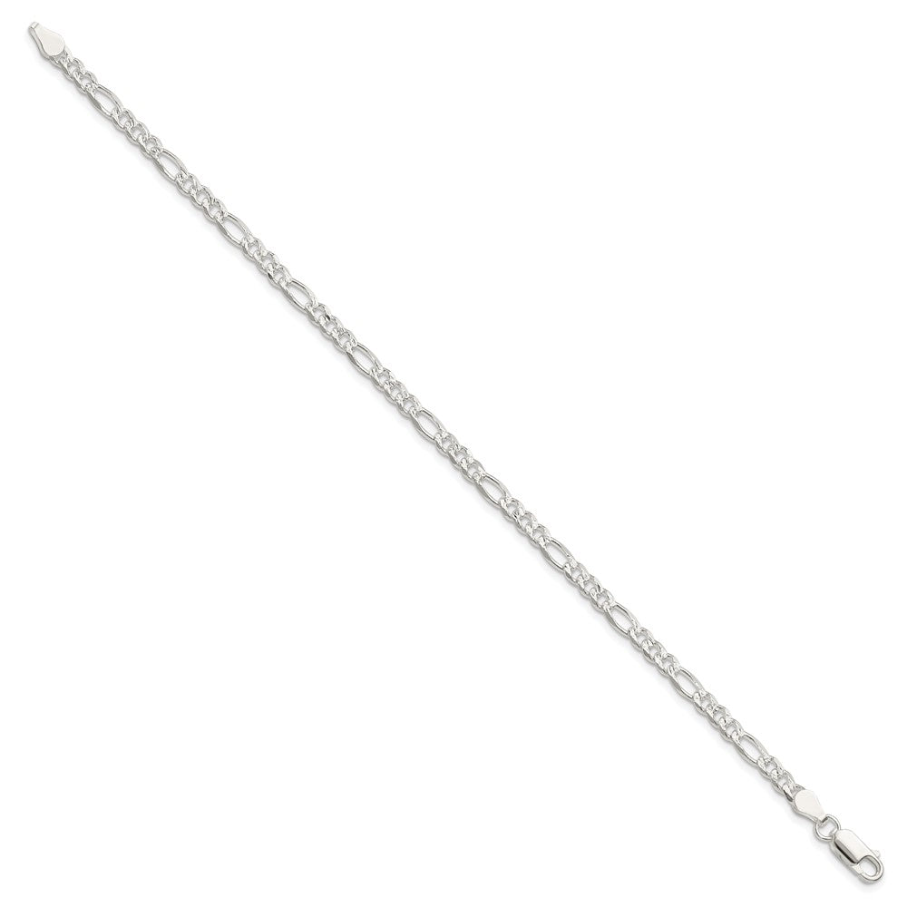 Sterling Silver 4mm Pavé Flat Figaro Chain