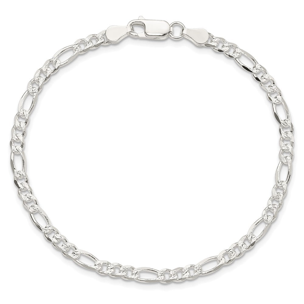 Sterling Silver 4mm Pavé Flat Figaro Chain