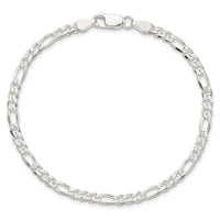 Sterling Silver 4mm Pavé Flat Figaro Chain