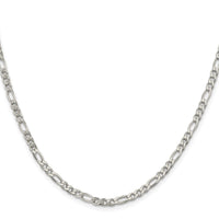 Sterling Silver Rhodium-plated 4mm Pavé Flat Figaro Chain