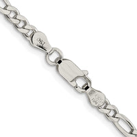 Sterling Silver Rhodium-plated 4mm Pavé Flat Figaro Chain