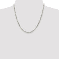 Sterling Silver Rhodium-plated 4mm Pavé Flat Figaro Chain