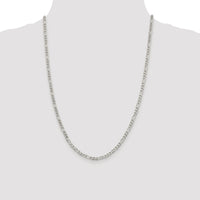 Sterling Silver Rhodium-plated 4mm Pavé Flat Figaro Chain