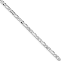 Sterling Silver Rhodium-plated 4mm Pavé Flat Figaro Chain