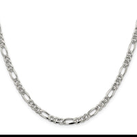 Sterling Silver 4.3mm Pavé Flat Figaro Chain