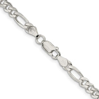Sterling Silver 4.3mm Pavé Flat Figaro Chain