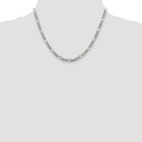 Sterling Silver 4.3mm Pavé Flat Figaro Chain
