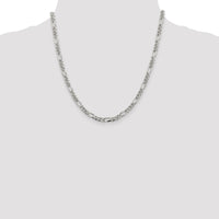 Sterling Silver 4.3mm Pavé Flat Figaro Chain