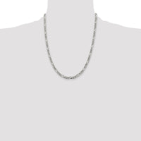 Sterling Silver 4.3mm Pavé Flat Figaro Chain