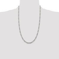 Sterling Silver 4.3mm Pavé Flat Figaro Chain