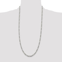 Sterling Silver 4.3mm Pavé Flat Figaro Chain