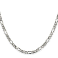 Sterling Silver Rhodium-plated 4.3mm Pavé Flat Figaro Chain