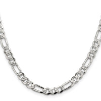 Sterling Silver 5.5mm Pavé Flat Figaro Chain
