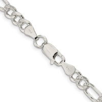 Sterling Silver 5.5mm Pavé Flat Figaro Chain
