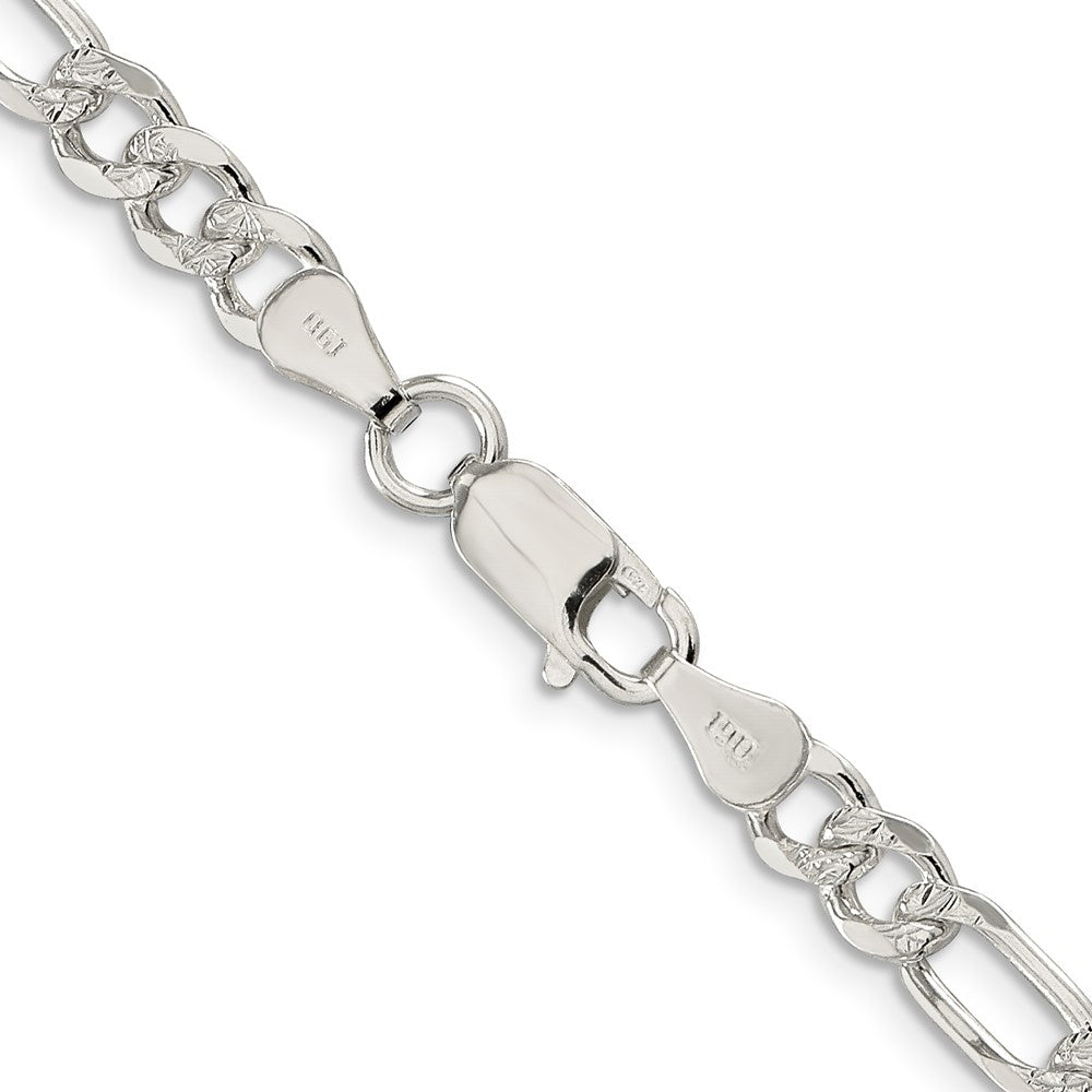 Sterling Silver 5.5mm Pavé Flat Figaro Chain