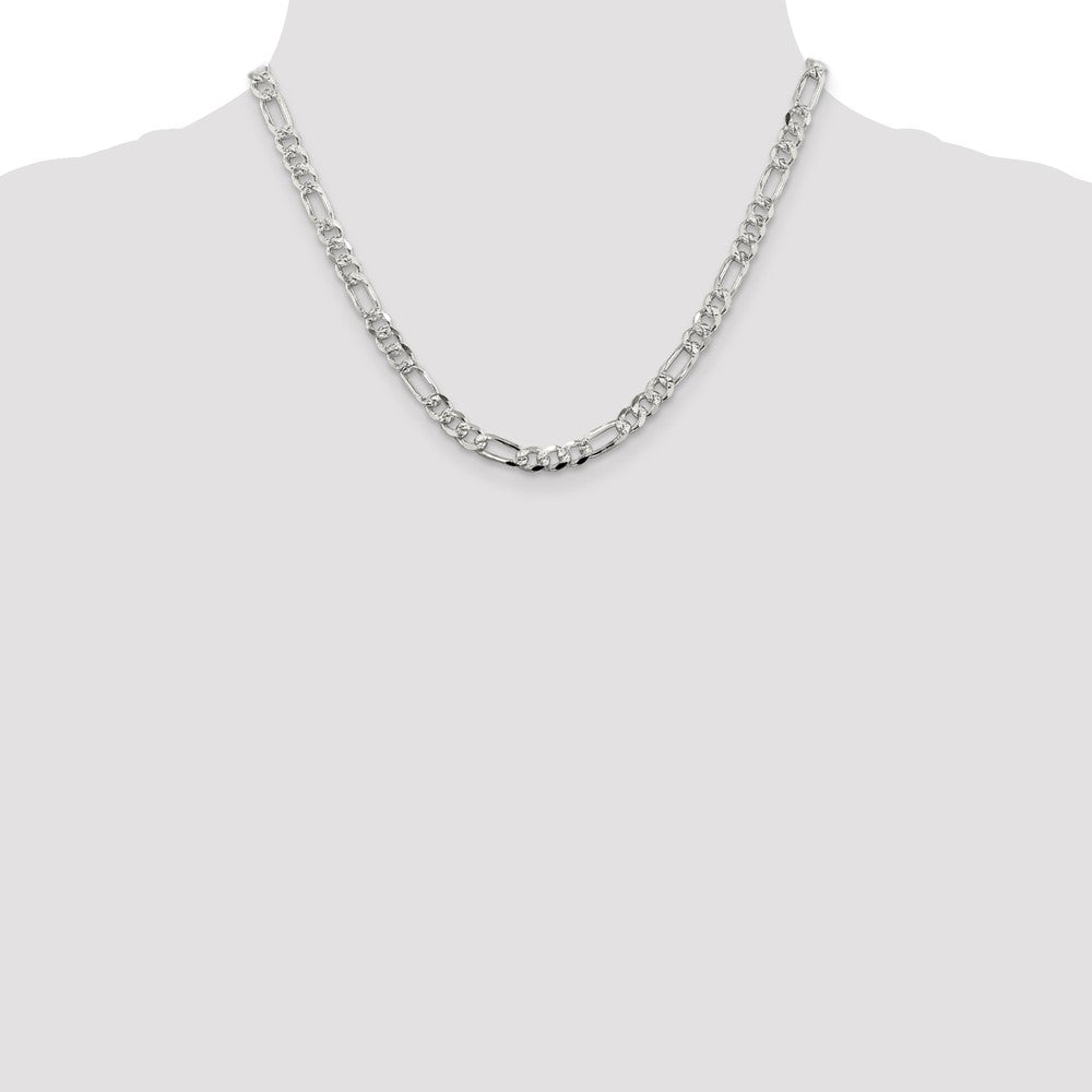Sterling Silver 5.5mm Pavé Flat Figaro Chain