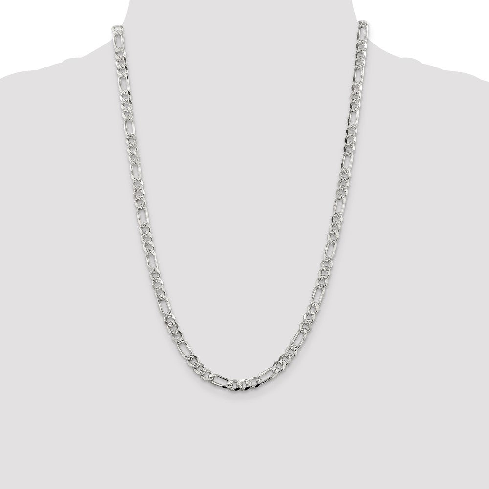 Sterling Silver 5.5mm Pavé Flat Figaro Chain