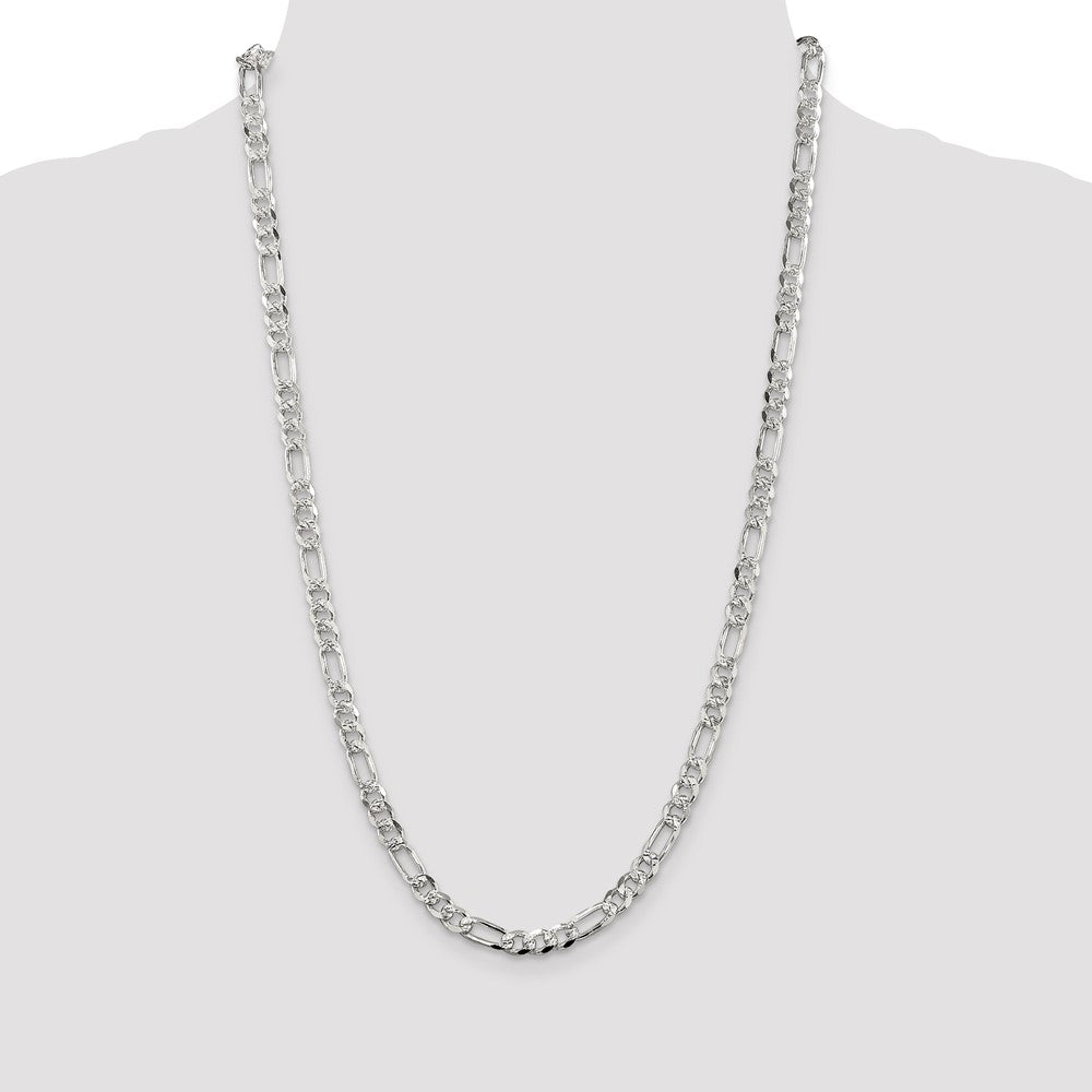 Sterling Silver 5.5mm Pavé Flat Figaro Chain